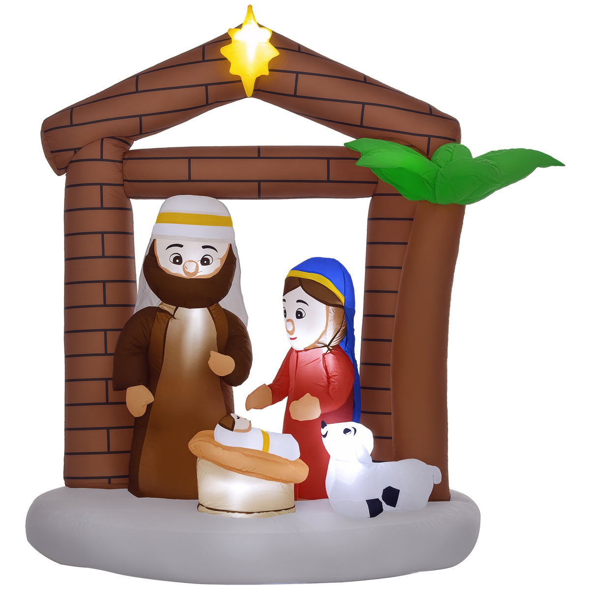 Presépio Insuflável de Natal Decoração Insuflável Natalícia com Luzes LED e Insuflador Insuflável de Natal para Exterior 150x90x185 cm Multicor — foto 1