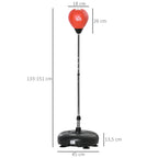 Saco de Boxe de Pé com Altura Ajustável de 4 Níveis Punching Ball com Base Preenchida Luvas e Inflador para Adultos e Adolescentes Ø45x132-158cm Preto e Vermelho — foto 3