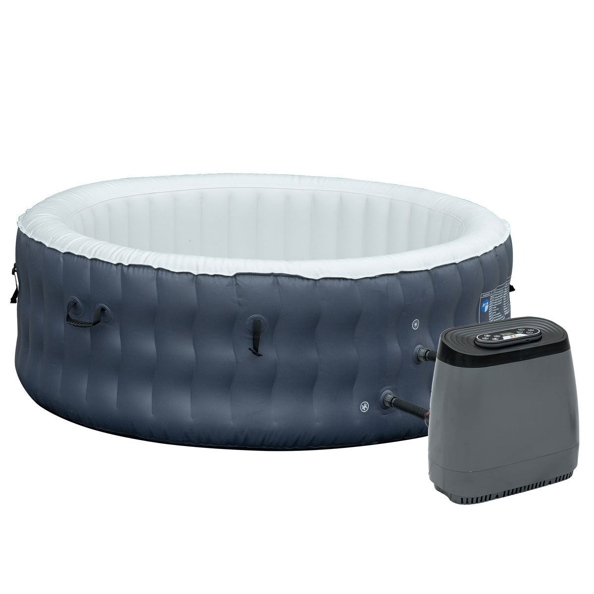 SPA Insuflável Redondo para 2-4 Pessoas 950L Jacuzzi Insuflável Ø195x68cm com 108 Jatos de Massagem Aquecimento Controle Remoto Filtro e Tapete para Exteriores Azul — foto 1