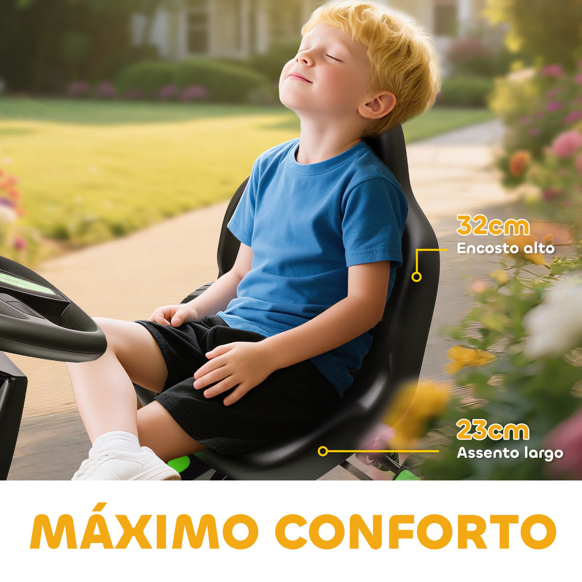 Kart a Pedais para Crianças a Partir dos 3 Anos Kart com Embraiagem Automática Travão Rodas Antiderrapantes em EVA e Estrutura Metálica Carga 50 kg 100x59x60,5 cm Verde — foto 7