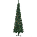 Árvore de Natal Artificial 225 cm Árvore de Natal com 706 Ramos Árvore de Natal Estreita Slim com 56 Pinhas Base Dobrável Ø58x225 cm Verde — foto 1