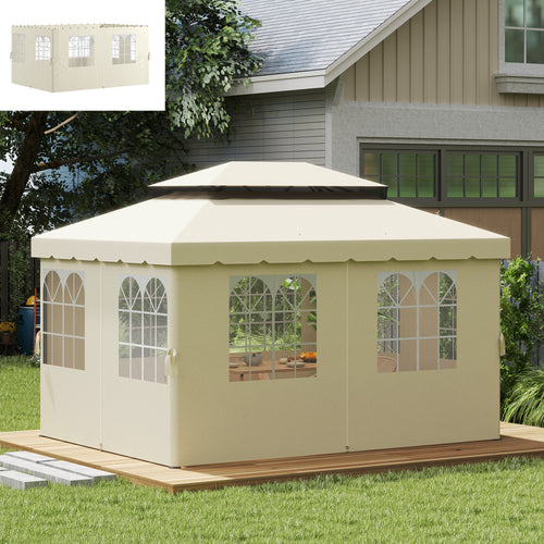 4 Paredes Laterais para Tenda 3x4 m Laterais de Tenda com Ganchos 8 Janelas Proteção UV Substituição Lateral para Tenda de Jardim Exterior Festa Creme — foto 2