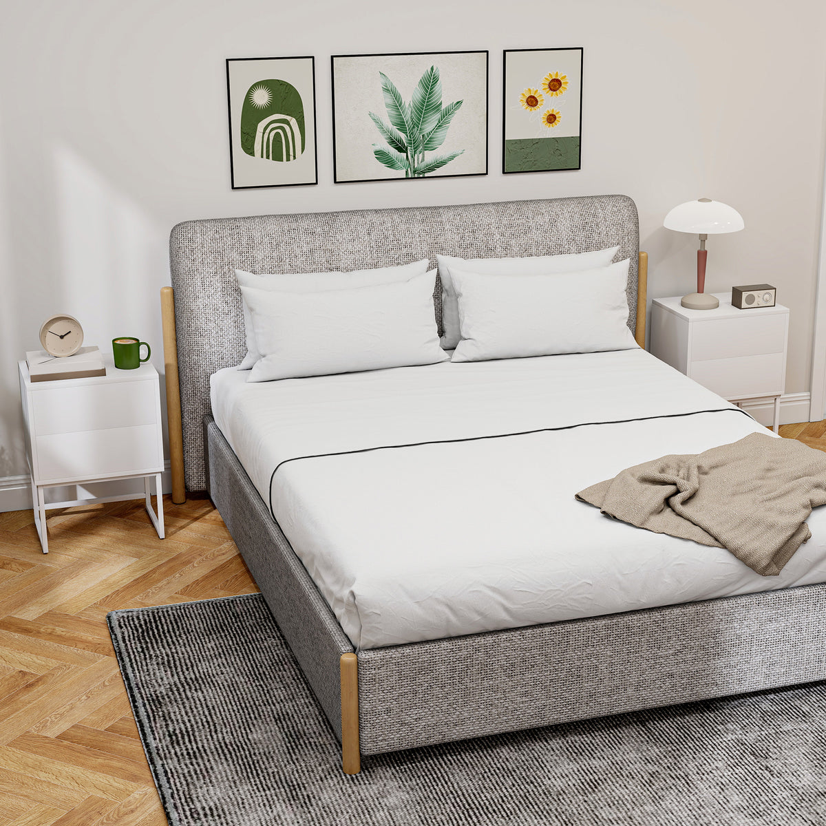 Conjunto de 2 Mesas de Cabeceira Estreitas Mesas de Cabeceira Quarto com 2 Gavetas Abertura por Pressão e Pés de Aço Estilo Moderno 40x30x55 cm Branco — foto 2