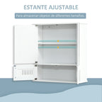 Armário de Casa de Banho com Espelho de Parede com 4 Portas Armário Suspenso com Grande Armazenamento com Prateleira Interior Estilo Moderno 55x17,5x60cm Branco — foto 5