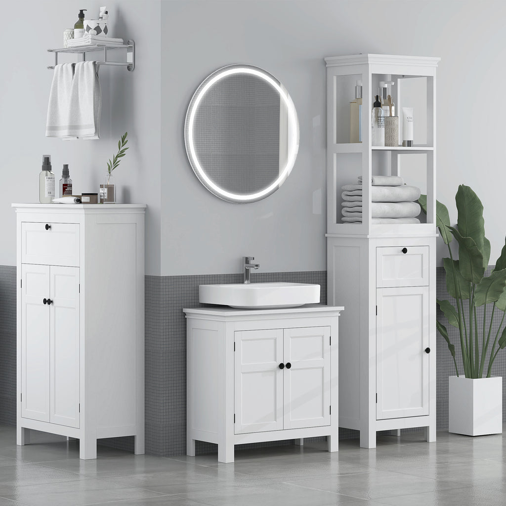 Móvel para Lavatório Pousar Móvel para Lavatório Moderno com Prateleira Ajustável e Portas Magnéticas 60x30x60 cm Branco — foto 2