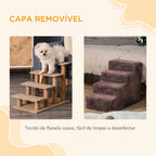 Escada para Animais de Estimação com 4 Degraus 2 em 1 com Capa Removível e Lavável Escada para Cães Gatos Carga 30kg 60x35x44 cm Marrom — foto 5