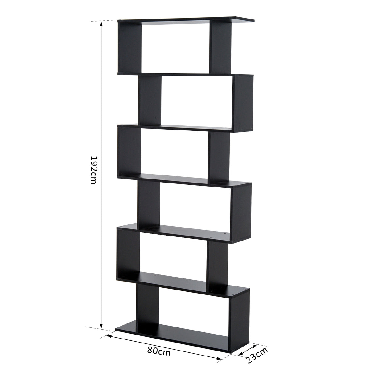 Estante para Livros Moderna Estante com 6 Prateleiras para Sala de Jantar Sala de Estar Estúdio 80x23x192 cm Preto — foto 3
