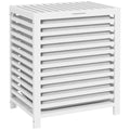 Cesto de Roupa de Bambu Cesto Roupa Suja Capacidade 55L com Bolsa Amovível Forma Retangular 50x36x60 cm Branco — foto 1