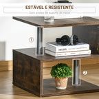 Mesa de apoio para sofá Mesa de centro para sala de estar Mesa de apoio estilo industrial em S com prateleiras em 3 níveis 48x48x48 cm Cor Madeira envelhecida — foto 6