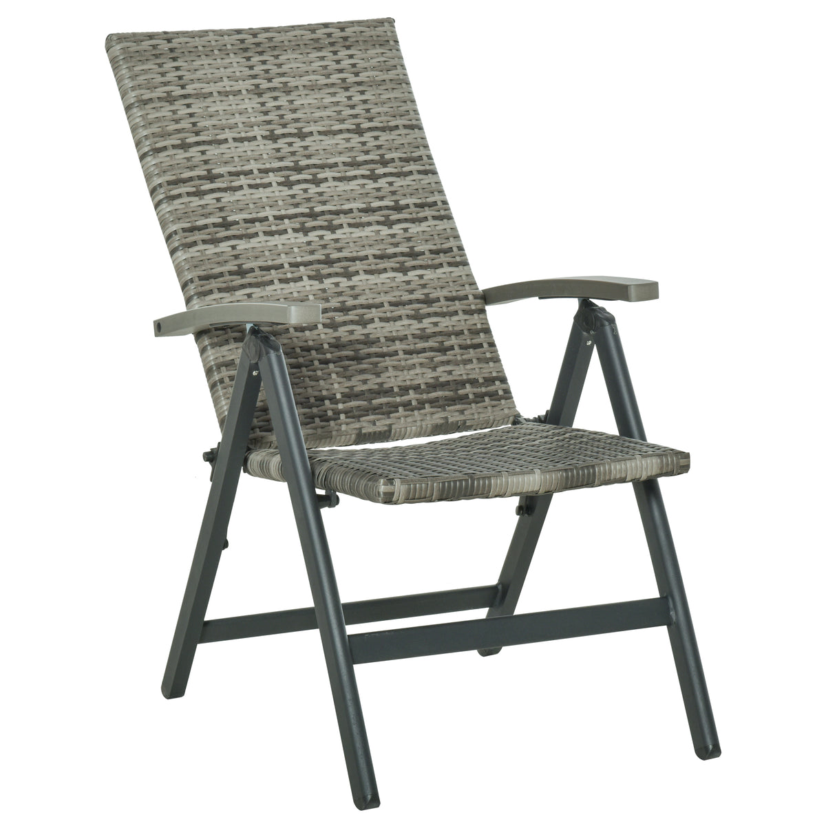 Cadeira Dobrável de vime com 5 Posições de Alumínio para Varanda Jardim Carga 160 kg 59x68x107 cm Cinza — foto 1
