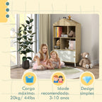Estante Infantil de Madeira com 4 Compartimentos Estante de Livros para Crianças com Prateleiras Abertas e Armário para Domitório Sala de Jogos 80x30x140,5 cm Branco e Madeira — foto 5