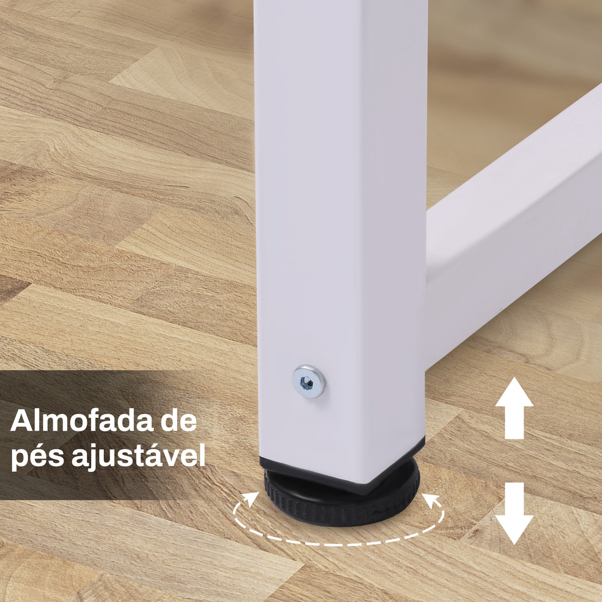Secretária Moderna Mesa de Estudo com Estrutura de Aço e Pés Ajustáveis Mesa de Computador para Escritório Casa 120x60x76 cm Branco e Madeira — foto 4