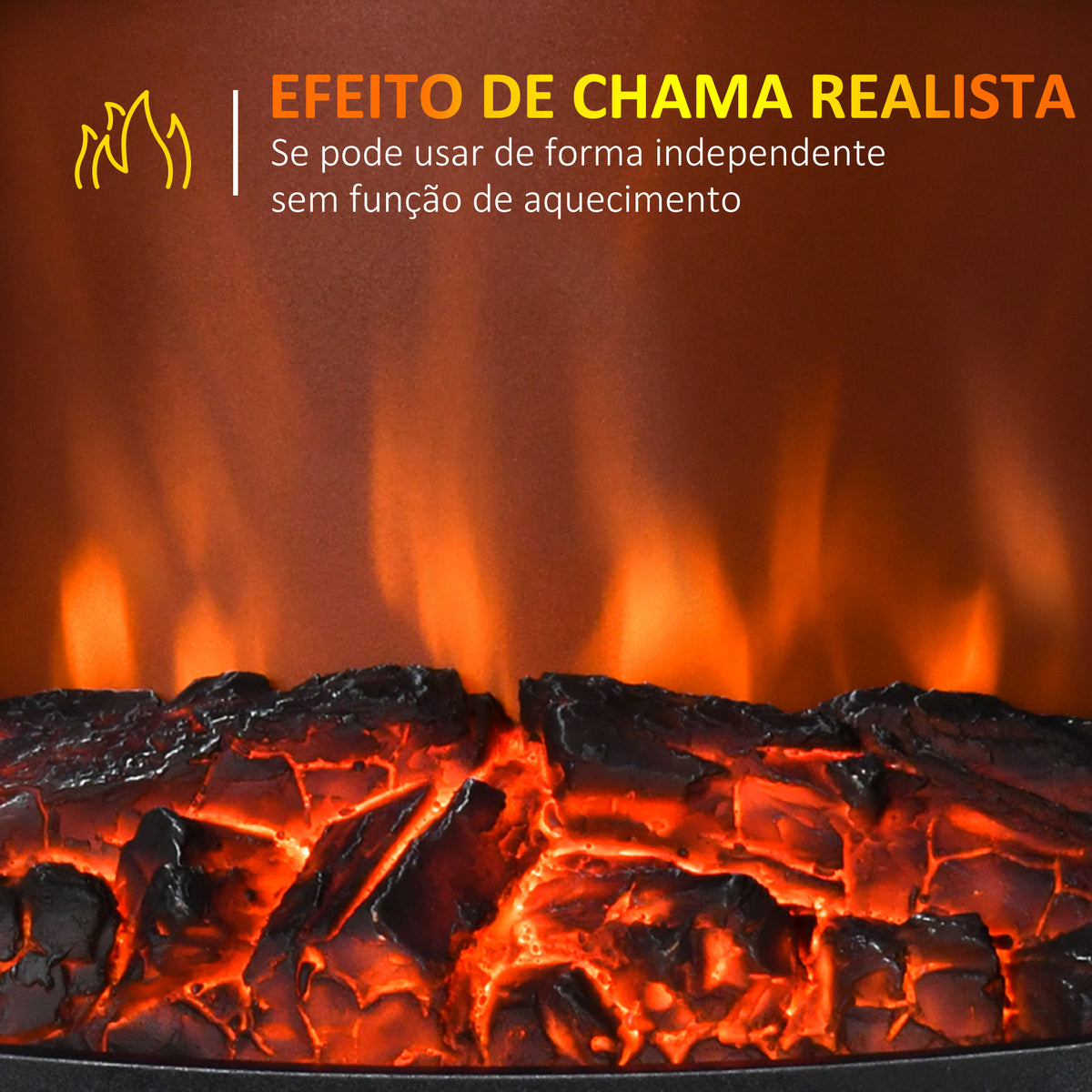 Lareira Elétrica 900W/1800W Lareira Decorativa com Janelas Efeito de Chama Temperatura Ajustável e Proteção Sobreaquecimento para 20-25 ㎡ 39x26x54,8 cm Preto — foto 5