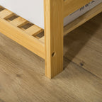 Suporte para Cabides de Bambu Cabideiro com Prateleiras de 4 Níveis com Barra Prateleira Inferior e Cabide Lateral para Roupas Bolsas 90x30x155cm Madeira — foto 8