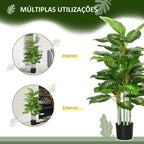 Planta Artificial de 120 cm com 53 Folhas Realistas e Vaso de Cimento Planta Sintética Decoração para Casa Escritório e Exterior Verde — foto 5