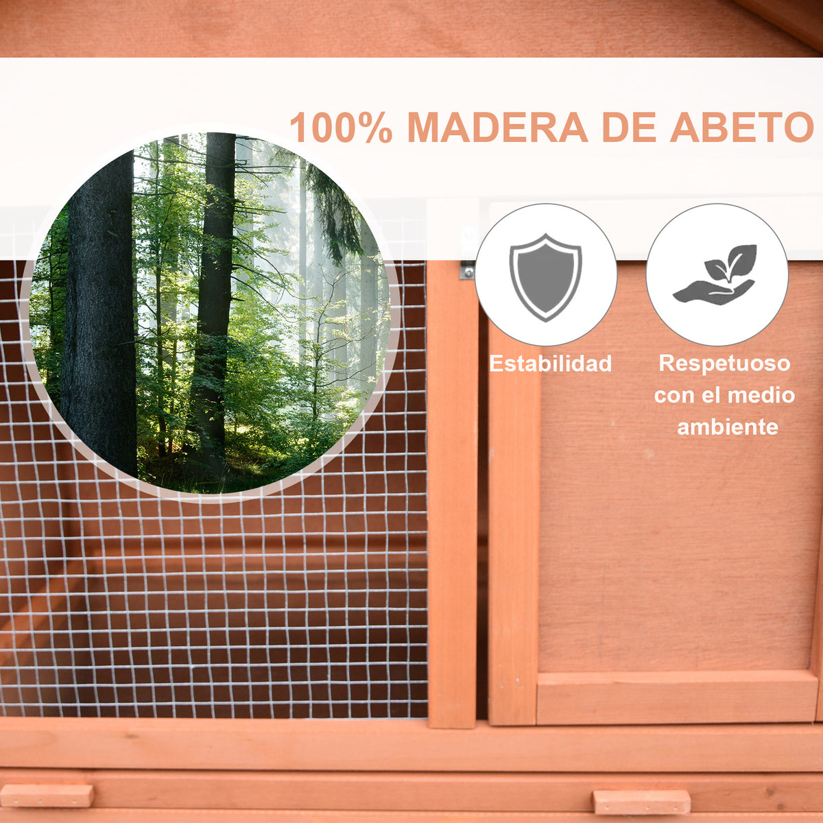 Casa para Coelhos de Madeira Coelheira para Exterior Teto de Tela de Asfáltica 144x64,5x100 cm Madeira — foto 5