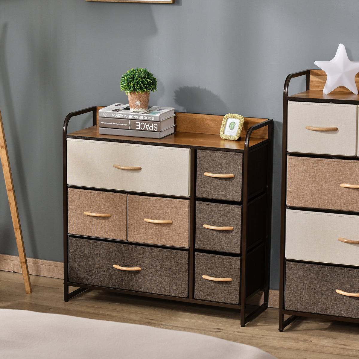 Cómoda Estreita com 7 Gavetas Dobráveis de Tecido, Cómoda de Quarto com Estrutura Metálica, Móvel para Espaços Pequenos, Sala de Estar, Casa de Banho, Multicolor — foto 2