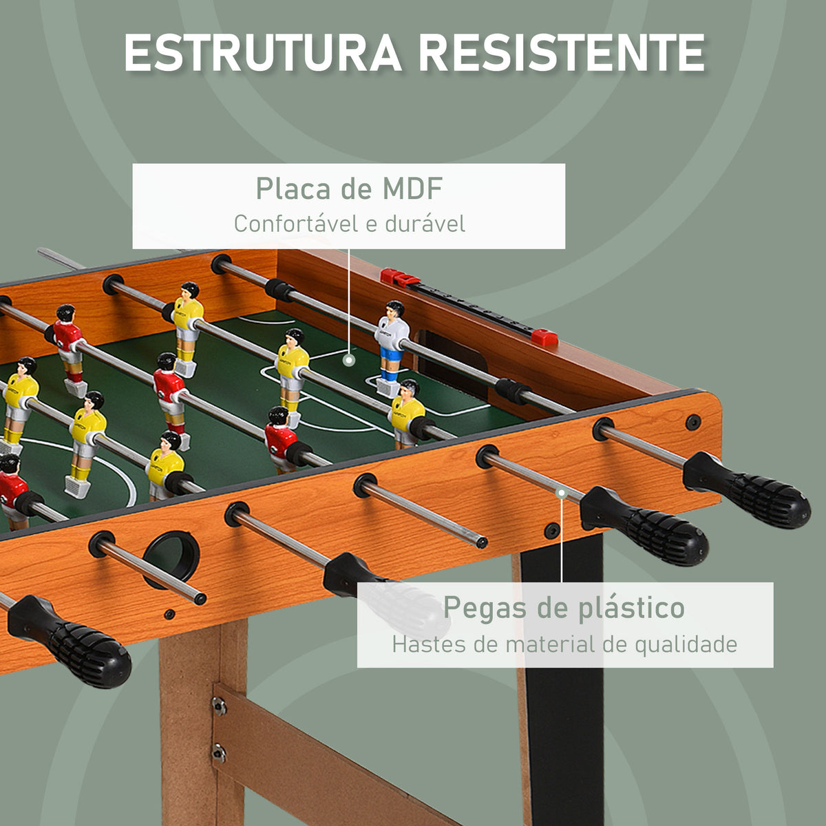 Matraquilhos para Crianças de Madeira Jogo de Futebol de Mesa com 22 Jogadores, 2 Marcadores, Pernas de Mesa Longas e Curtas, 85x40x61 cm, Madeira e Preto — foto 5
