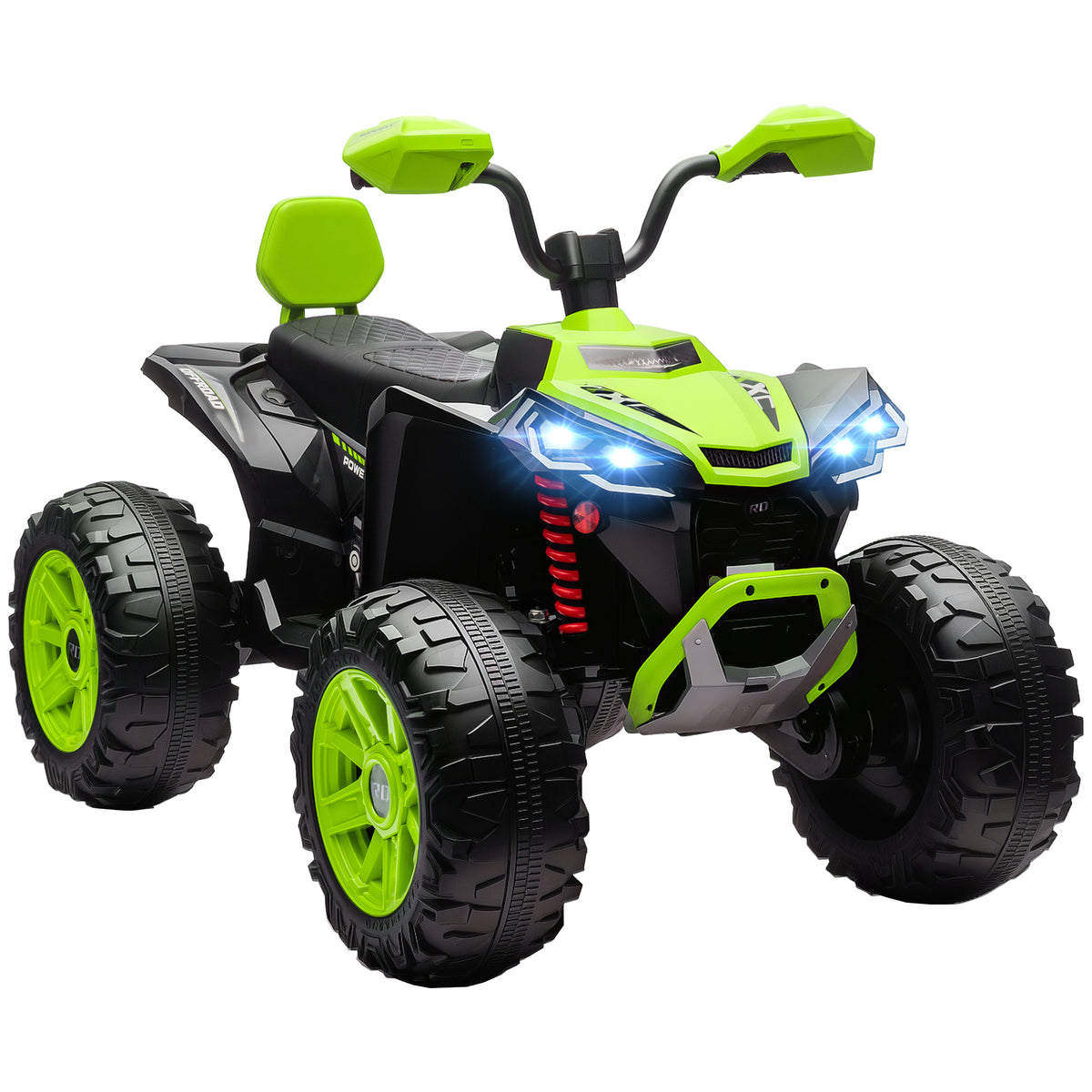 Quadricilo Elétrico para Crianças 24V para 3-8 Anos com 2 Lugares 2 Motores Velocidade até 6,5 km/h Rodas com Suspensão Faróis Buzina Música e USB 109x68,5x76 cm Verde — foto 1