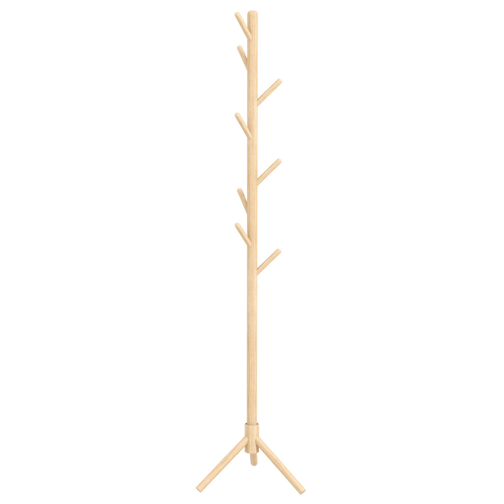 Cabide de Pé de Madeira Cabide de Pé com 8 Ganchos para Pendurar Roupa e Bolsas Cabide em Forma de Árvore para Corredor Entrada Quarto 40x40x165 cm Natural — foto 1