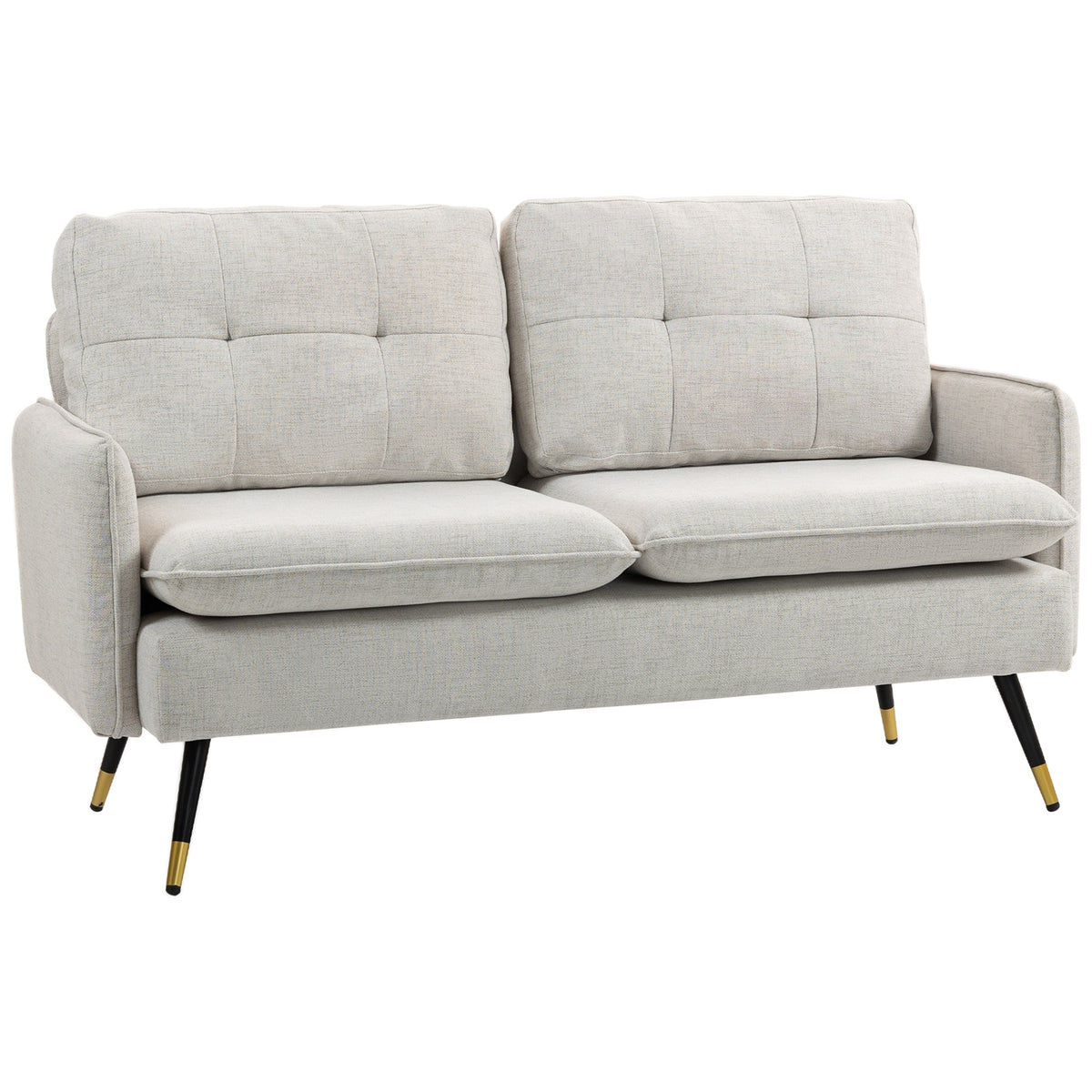 Sofá de 2 Lugares Sofá Moderno Estofado em Poliéster com 4 Almofadas Apoio para os Braços e Pés de Aço para Sala de Estar Escritório Carga Máxima 240 kg 139x68x80 cm Creme — foto 1