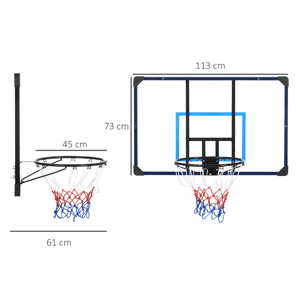Tabela de Basquetebol de Parede Cesta de Basquetebol para Exterior 113x61x73 cm Azul e Preto — foto 3