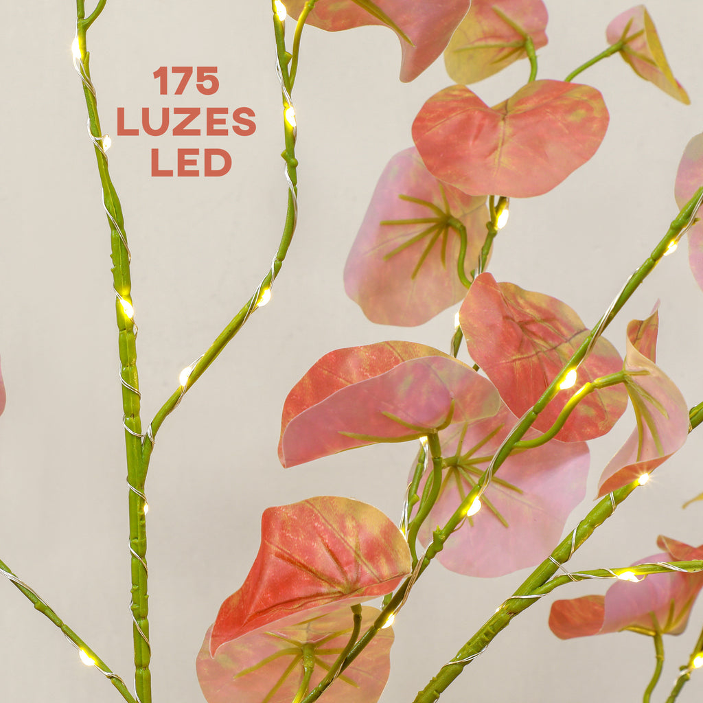 Árvore de Eucalipto Artificial 120 cm Árvore Artificial com 175 Luzes LED e Base Decoração para Interior e Exterior Laranja e Marrom — foto 4