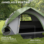 Tenda de Campismo para 1-2 Pessoas Tenda de Campismo Dobrável com Janela e Bolsa de Transporte Impermeável 3000 mm 210x150x110 cm Verde — foto 6