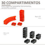 Organizador de Ferragens para Parede Armário Organizador de Ferragens com 30 Caixas de 2 Tamanhos Diferentes 37,5x18x63 cm Vermelho e Cinza — foto 5