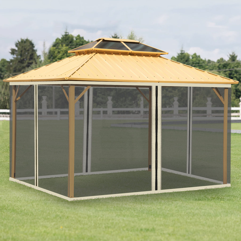 4 Painéis Laterais 352x207 cm para Tenda de Jardim Mosquiteira para Gazebo Gazebo com Zíperes e Anéis Preto — foto 2