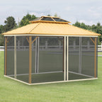 4 Painéis Laterais 352x207 cm para Tenda de Jardim Mosquiteira para Gazebo Gazebo com Zíperes e Anéis Preto — foto 2