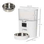 Comedouro Automático para Cães e Gatos 3,5L com Ecrã LED Temporizador Gravador de Voz Programável 4 Refeições ao Dia Tigela Removível e Lavável 20,5x25x28cm Branco — foto 3
