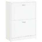 Sapateira de Madeira Armário para Sapatos com 2 Compartimentos para Entrada Corredor Dormitório Sala de Estar 60x24x80 cm Branco — foto 1