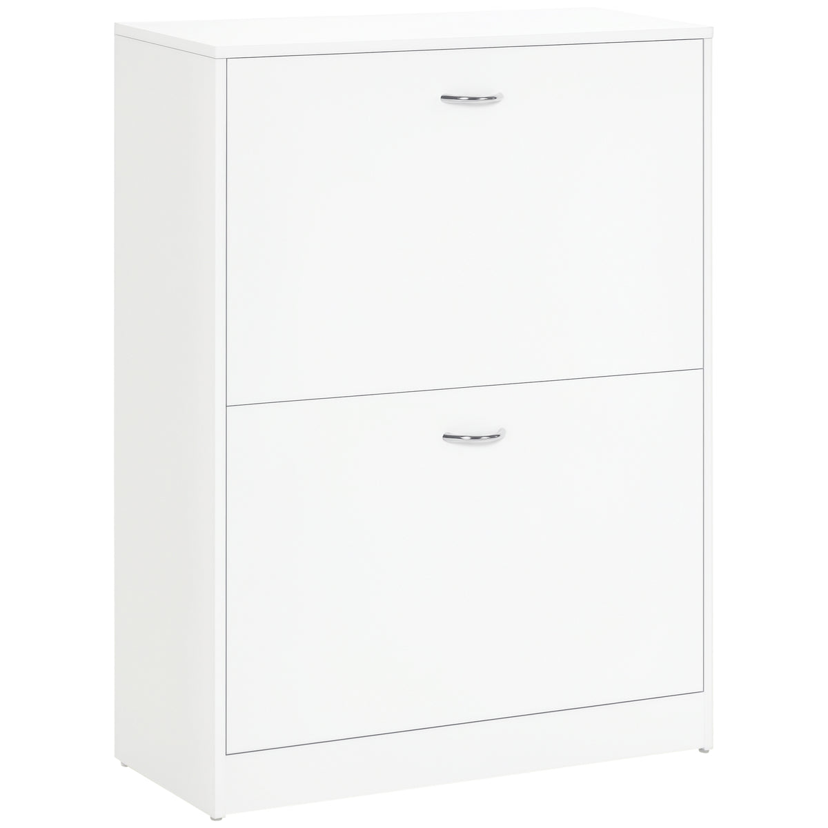 Sapateira de Madeira Armário para Sapatos com 2 Compartimentos para Entrada Corredor Dormitório Sala de Estar 60x24x80 cm Branco — foto 1