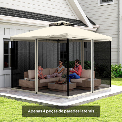 4 Painéis Laterais 302x207 cm para Tenda de Jardim Mosquiteira para Gazebo com Zíperes e Anéis Pretos — foto 2
