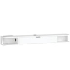 Móvel TV Suspenso Móvel para Televisor até 60 Polegadas Gaveta Rebatível 2 Prateleiras 140x24x16 cm Branco — foto 1