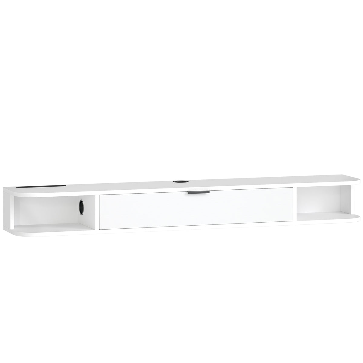 Móvel TV Suspenso Móvel para Televisor até 60 Polegadas Gaveta Rebatível 2 Prateleiras 140x24x16 cm Branco — foto 1