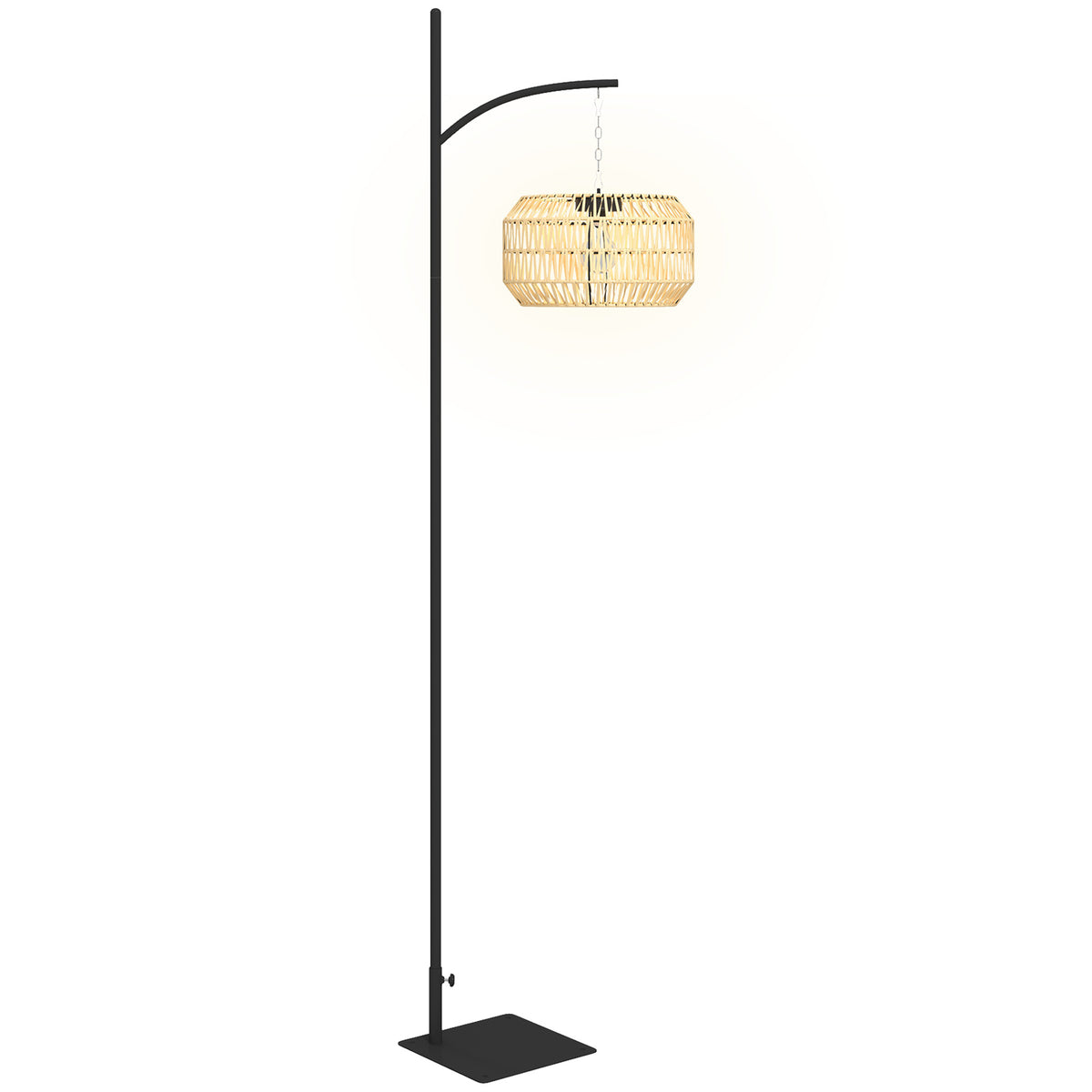 Candeeiro solar exterior resina trançada, candeeiro estilo boémio 178cm, sensor de luz, iluminação automática, amarelo — foto 1