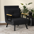 Poltrona Convertível em Cama Dobrável Poltrona 3 em 1 Convertível em Cama com Encosto Ajustável em 5 Níveis e Almofada Acolchoada para Escritório Sala de Estar Carga 120 kg 63x73x81 cm Preto — foto 7