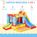 Castelo Insuflável com 2 Escorregas Trampolim e Piscina para Crianças acima de 3 Anos com Inflador e Bolsa de Transporte para Interior Exterior 330x265x185cm Multicor — foto 4