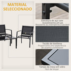 Conjunto de Móveis de Jardim Conjunto de 4 Peças Móveis de Exterior com 2 Poltronas 1 Sofá de 2 Lugares e Mesa de Centro com Tampo de Vidro Temperado Preto — foto 5
