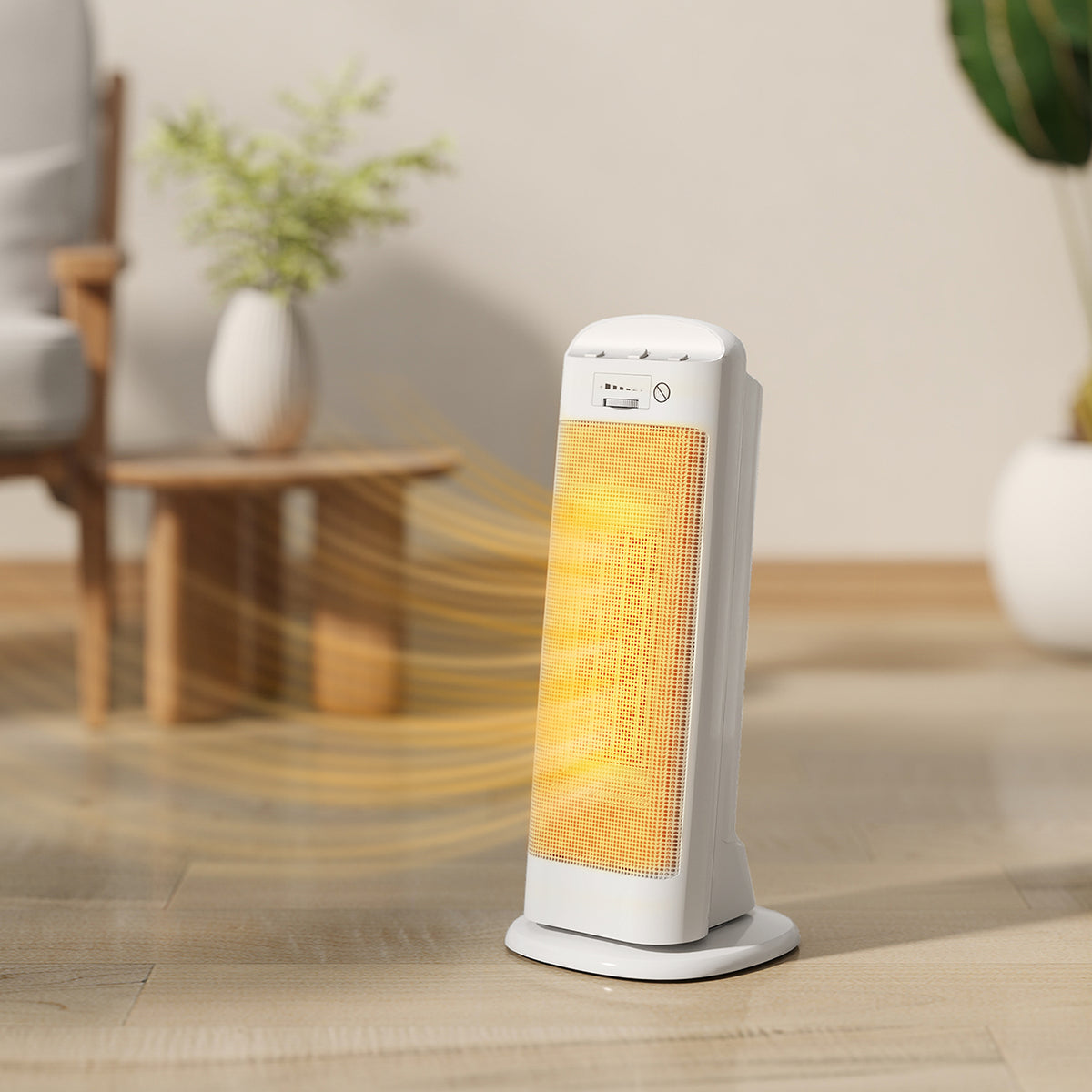 Aquecedor Elétrico de Baixo Consumo 2000W PTC Termoventilador com 4 Modos Termóstato Regulável Oscilação de 55° Proteção contra Tombos e Sobreaquecimento para 15㎡ em Quarto Branco — foto 2