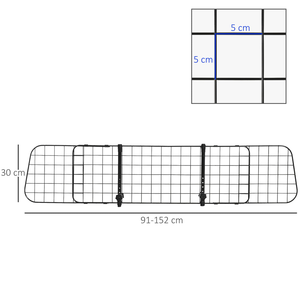 Grade de Segurança de Carro para Cães Extensível Universal Grade de Segurança para Cães com Largura Ajustável 91-152x30cm Preto — foto 3