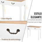 Mesa Consola Mesa Auxiliar com 2 Gavetas para Entrada Corredor Sala de Estar 87x34x78,5cm Branco e Madeira — foto 6