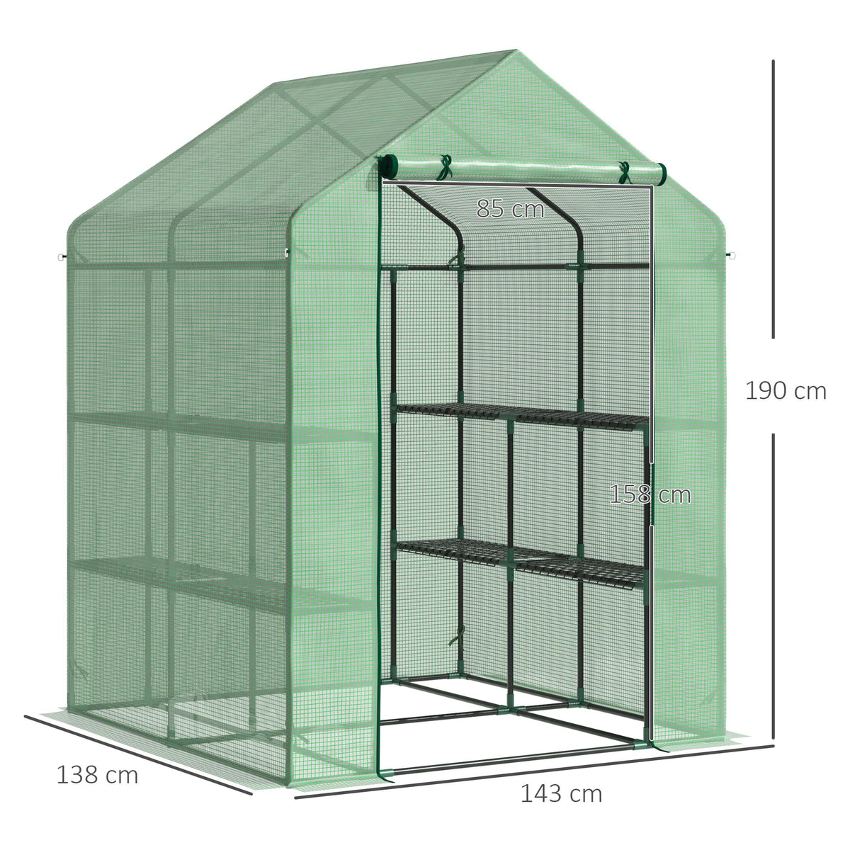 Estufa de Jardim Estufa para Plantas com Prateleiras 143x138x190cm Estrutura de Aço Jardinagem Verde — foto 3