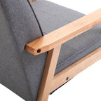 Poltrona de Sala de Estar Poltrona Individual Estofada em Linho com Assento Acolchoado e Estrutura de Madeira para Escritório Dormitório Carga 200kg 70x64,5x74cm Cinza e Madeira — foto 9