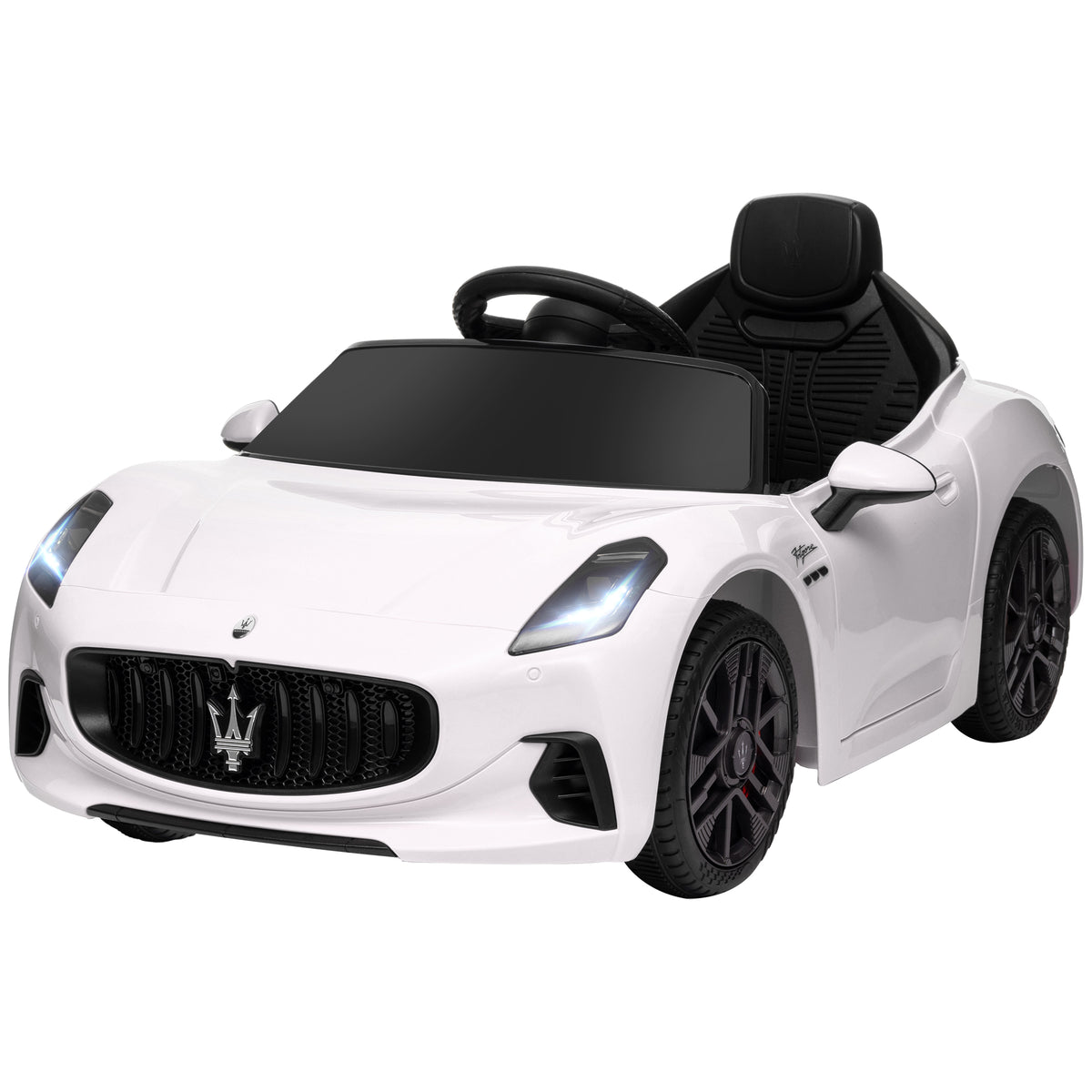 Carro Elétrico para Crianças acima de 3 Anos Carro Maserati Gran Turismo Folgore Carro Elétrico com Bateria 12V Controlo Remoto Faróis Buzina e Música MP3 98x59x43 cm Branco — foto 1