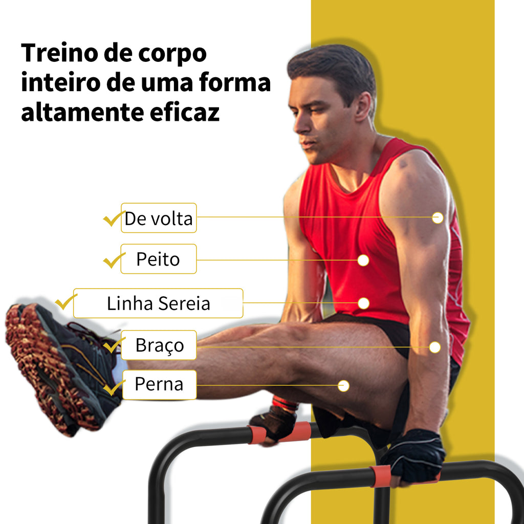 Suporte de treino de barras paralelas com alça extra larga para flexões inclinadas para construção muscular. Calistênicos. 63x41x73 cm Preto — foto 6