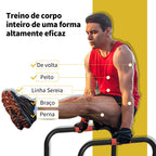 Suporte de treino de barras paralelas com alça extra larga para flexões inclinadas para construção muscular. Calistênicos. 63x41x73 cm Preto — foto 6