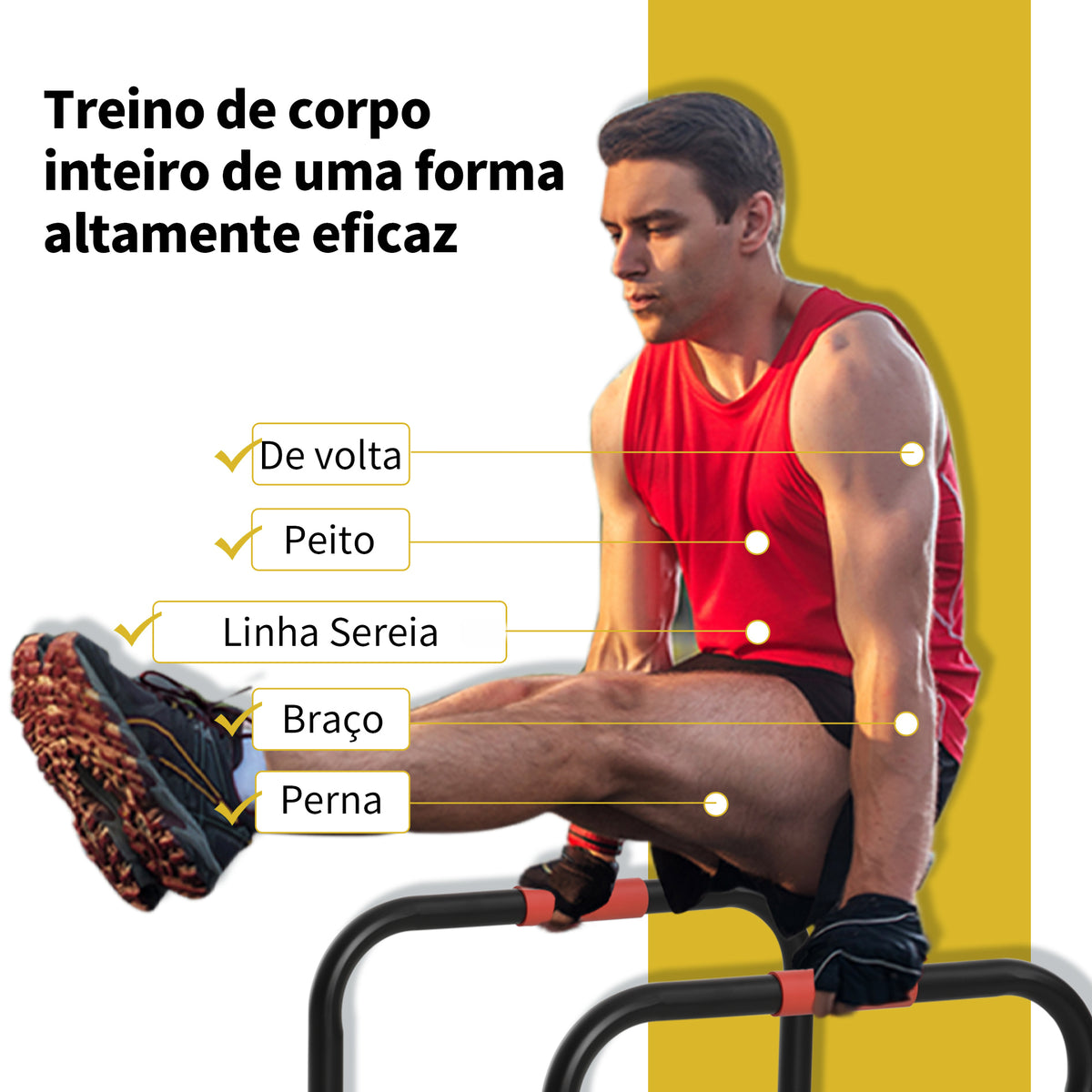Suporte de treino de barras paralelas com alça extra larga para flexões inclinadas para construção muscular. Calistênicos. 63x41x73 cm Preto — foto 6
